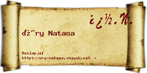 Őry Natasa névjegykártya